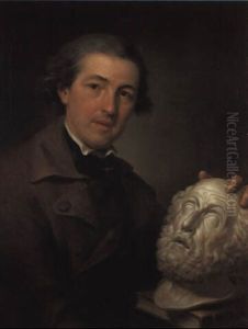 Portrait Of Giuseppe Franchi Holding A Bust Of Homer