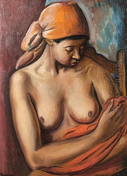 Female Nude, Wearing A Head Scarf - view 1