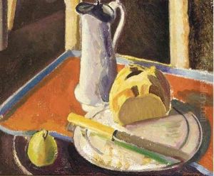 Still Life With Bread And Pear by Bernard Meninsky