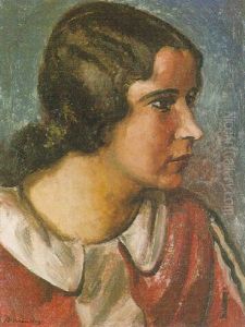 Portrait Of A Woman In A Red Blouse