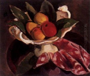 Still Life With Apples In A Footed Dish by Bernard Meninsky