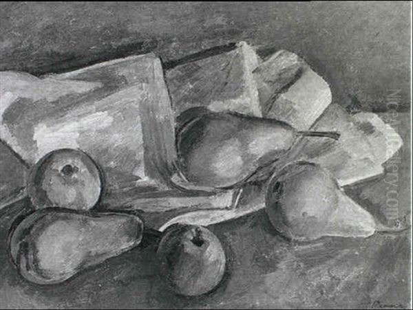Pears And Apples On A Pink Cloth - view 1