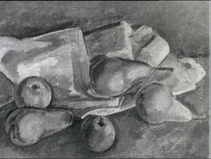 Pears And Apples On A Pink Cloth