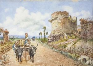 Carro Di Buoi Presso Il Mausoleo Di Cecilia Metella