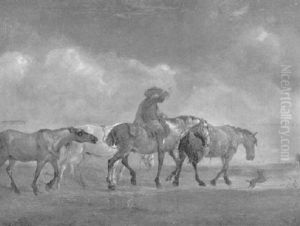 Pferdehirt An Der Furt by Johann Heinrich Menken
