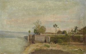 Wascherin Am Ufer Des Genfersees by Barthelemy Menn