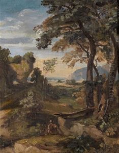 Italienische Landschaft Mit Staffage by Barthelemy Menn