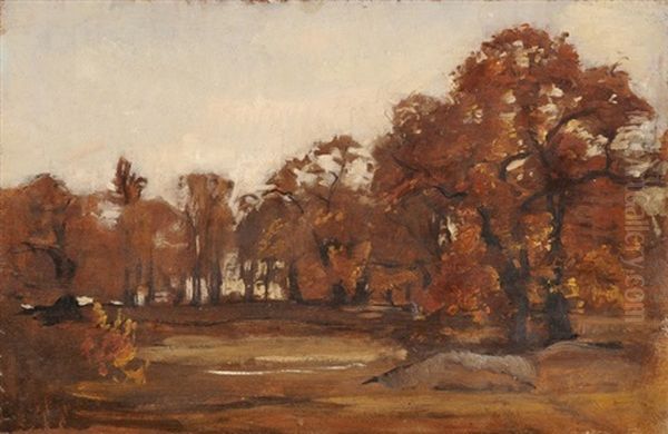 Herbstliche Landschaftstudie / Baumstudie Und Portraitstudie (verso) (2 Works) - view 1