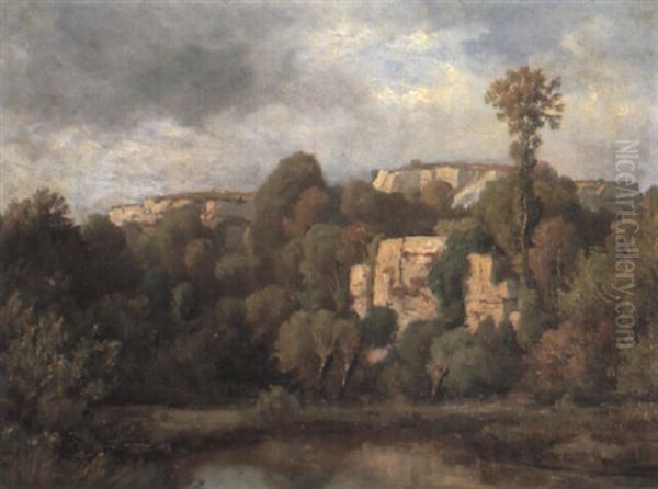 Baumlandschaft, Hinten Felswande - view 1