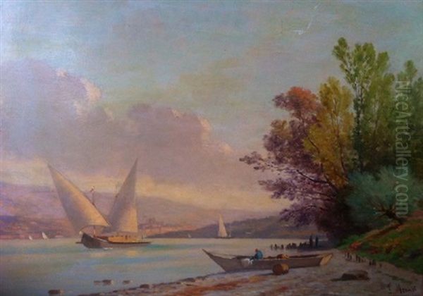 Barque Du Leman, Vers Geneve, Depuis La Rive Droite - view 1