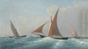Segelboote Auf Leicht Bewegter See Segelboote Auf Leicht Bewegter See