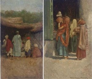 North African Street Scenes (2 Works Framed Together) by Mortimer Luddington Menpes