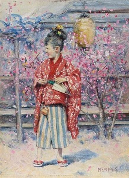 Girl In A Japanese Garden, Spring - view 1