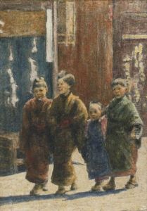 Japanese Children In The Street by Mortimer Luddington Menpes