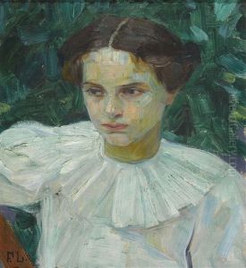Portrat Eines Madchens Mit Weisser Bluse by Frieda Menshausen-Labriola