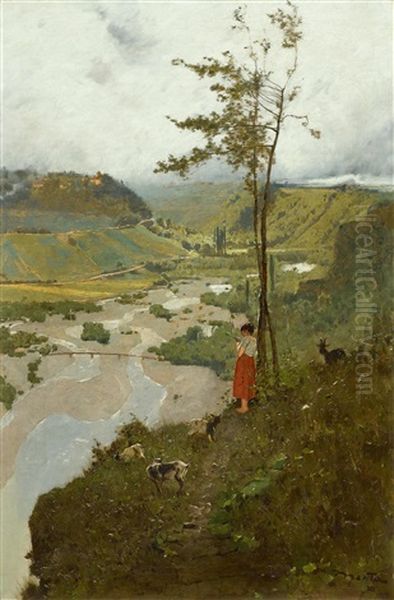 Young Shepherdess In A Landscape - view 1
