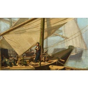 Ruhende Fischer Auf Deck by Edouard (John) Menta