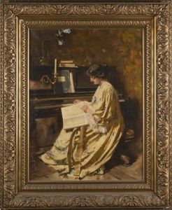 La Lecon De Piano by Edouard (John) Menta