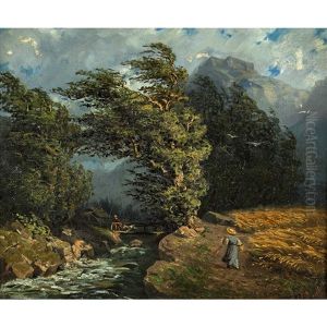 Sturmische Bachlandschaft by Edouard (John) Menta
