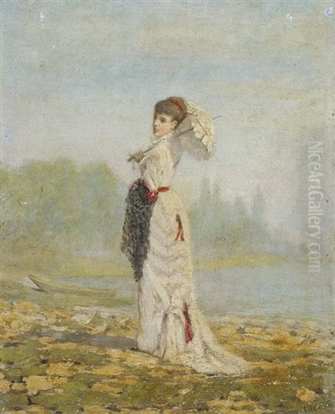 Elegante Dame Mit Sonnenschirm - view 1