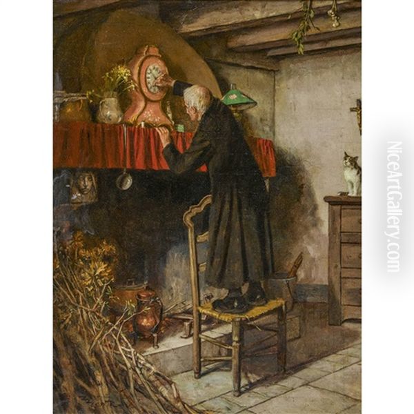 Der Mesmer Beim Aufziehen Einer Pendule - view 1