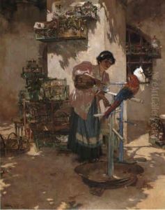 Lady Feeding Birds