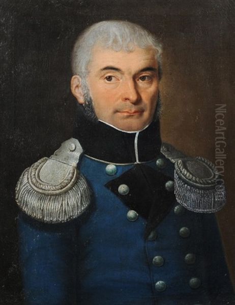 Brustbildnis Eines Majors Der Zurcher Miliz In Hellblauer Uniform - view 1