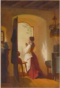 Junge Bauerin Im Gebet by Max von Menz