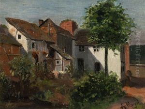 Oil Painting Of A Backyard