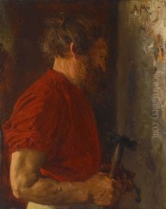 Bartiger Arbeiter by Adolph von Menzel