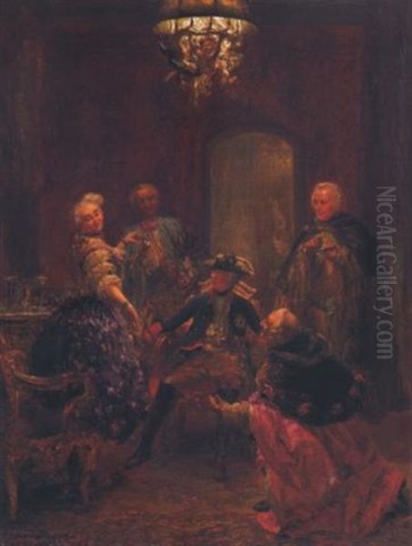 Friedrich Der Grosse Und Die Tanzerin Barbarina Mit Chevalier De Chasot, Graf Algarotti Und General Rothenburg - view 1