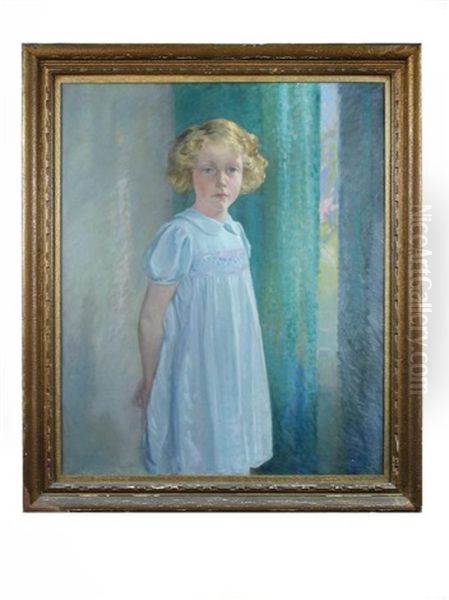 Morag - Portrait Of A Young Girl In A Blue Smocked Dress - view 1