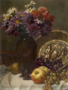 Stillleben Mit Blumenstrauss Und Obst Stillleben Mit Blumenstrauss Und Obst