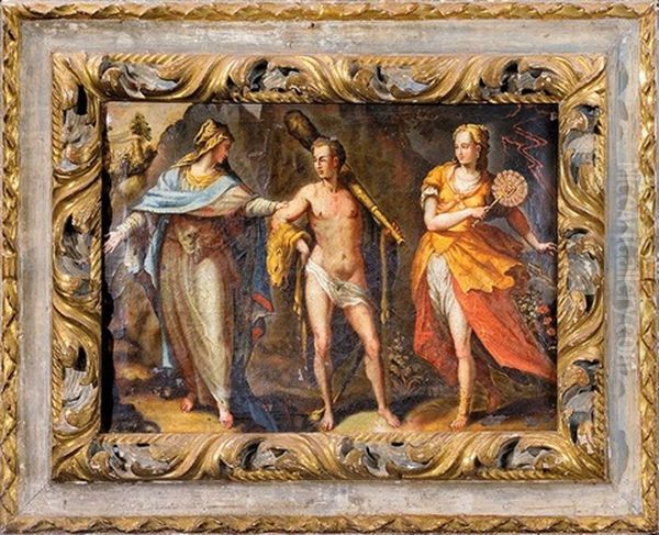 Hercule A La Croisee Des Chemins (+ Vierge A L'enfant Entre Sainte Marie-madeleine Et Une Sainte Debout Appuyee Sur Une Ancre; Pair) - view 1