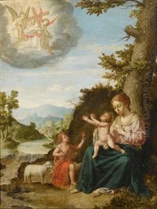 The Madonna And Child With The Infant Saint John The Baptist by Pietro Mera