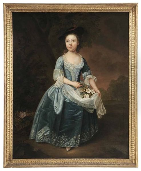 Portrait Of A Young Girl With Flowers Gathered In Her Apron - view 1