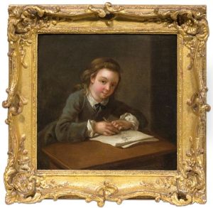 Boy Drawing - "le Jeune Dessinateur by Philip Mercier