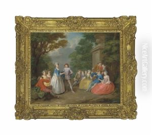 Elegant Figures Resting In A Park Landscape