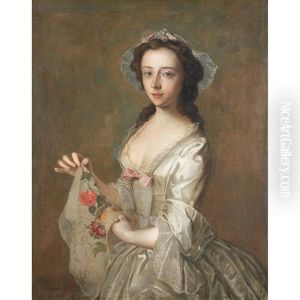 Lady Holding A Flowered Scarf