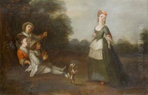 Children Making Music And Playing With A Puppy In An Open Landscape