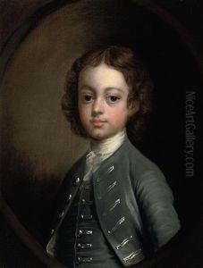 Portrait Of A Young Boy In A Blue Jacket And Waistcoat