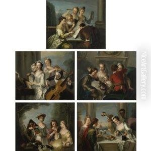 Allegories Of The Five Senses, Hearing, Smell, Sight, Taste And Touch (set Of 5) Allegories Of The Five Senses, Hearing, Smell, Sight, Taste And Touch (set Of 5)