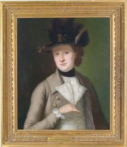 Portrat Einer Eleganten Dame Im Reisekleid Mit Einem Pelzverbramten Hut by Philip Mercier
