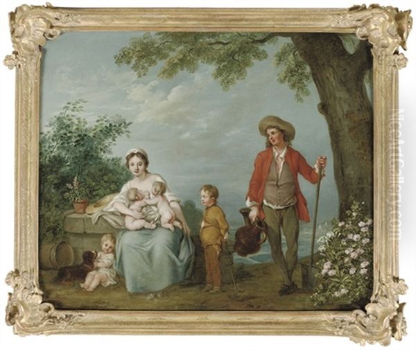 A Family Portrait In An Extensive Park Landscape - view 1