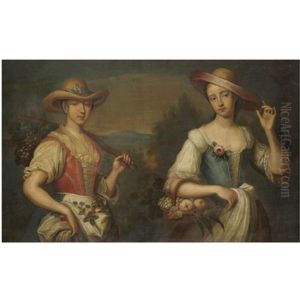 Two Girls Carrying Fruit by Philip Mercier