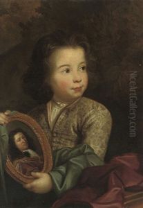 Portrait Of A Young Boy In A Grey Silk Embroidered Coat And Blue Wrap Portrait Of A Young Boy In A Grey Silk Embroidered Coat And Blue Wrap