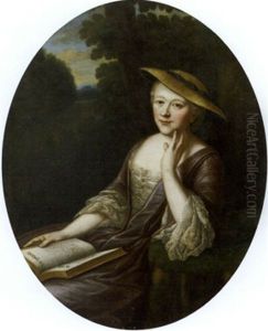 Portrait Of A Young Woman In A Landscape, Holding A Book With The Italian Inscription: La Vita E Un Sogno Portrait Of A Young Woman In A Landscape, Holding A Book With The Italian Inscription: La Vita E Un Sogno