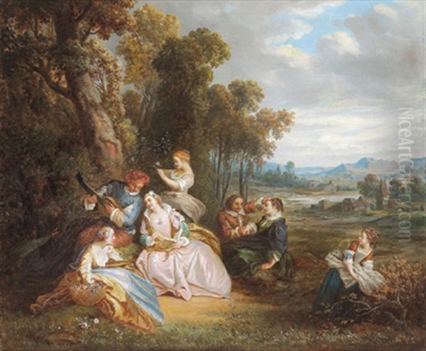 Elegante Musizierende Gesellschaft In Einer Landschaft - view 1