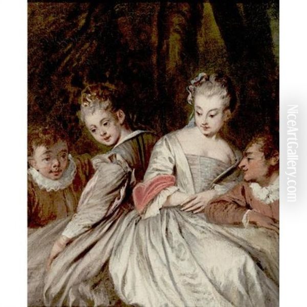 Elegant Couples Conversing In An Interior - view 1