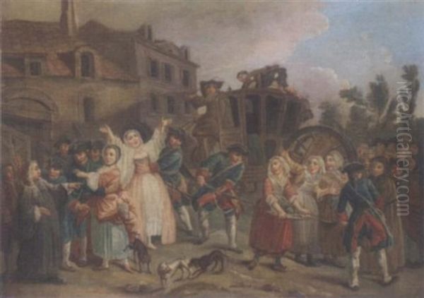 Soldiers Settling A Village Disturbance - view 1